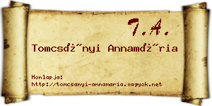Tomcsányi Annamária névjegykártya