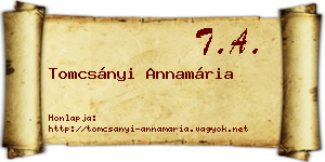 Tomcsányi Annamária névjegykártya